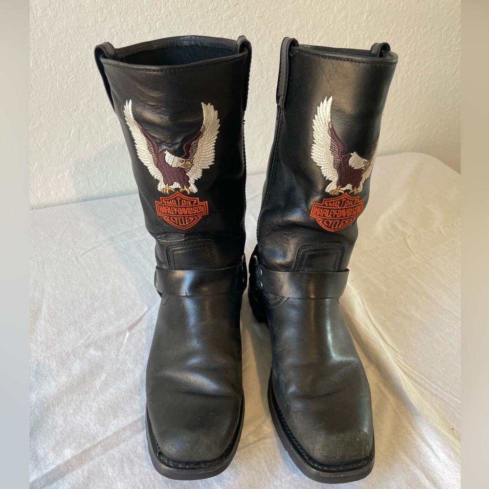 Harley-Davidson Vintage Darren Mens Black Leather Motorcycle Boots 9.5